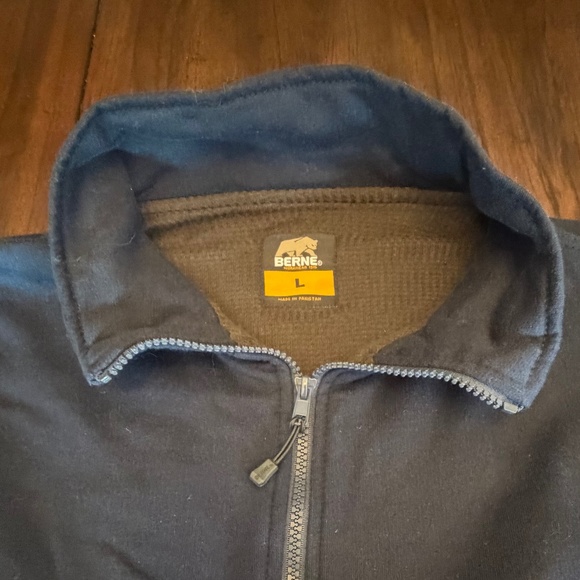 BERNE Men's Workwear Navy Pullover 1/4 Zip Sweat shirt, Size Large - Picture 2 of 16